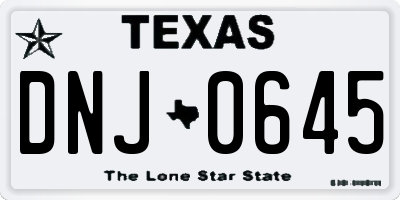 TX license plate DNJ0645