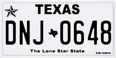 TX license plate DNJ0648