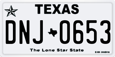 TX license plate DNJ0653