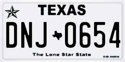 TX license plate DNJ0654