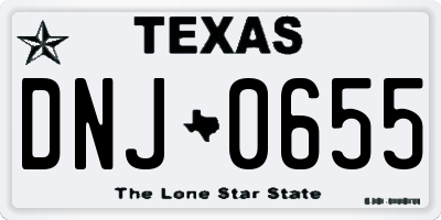 TX license plate DNJ0655