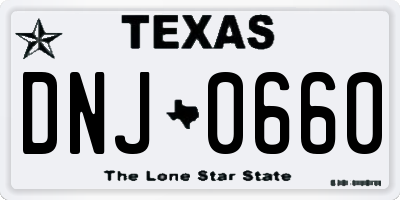 TX license plate DNJ0660