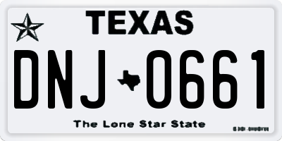 TX license plate DNJ0661