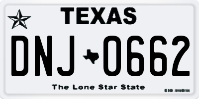 TX license plate DNJ0662