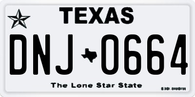 TX license plate DNJ0664