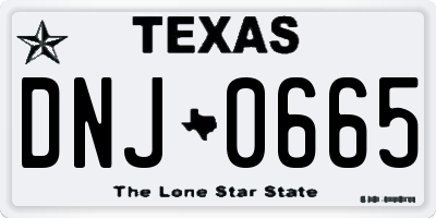 TX license plate DNJ0665