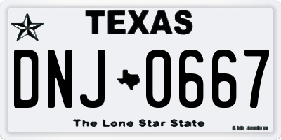 TX license plate DNJ0667