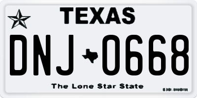 TX license plate DNJ0668