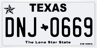 TX license plate DNJ0669