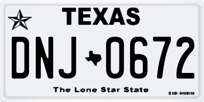 TX license plate DNJ0672