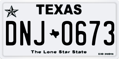TX license plate DNJ0673