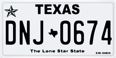 TX license plate DNJ0674