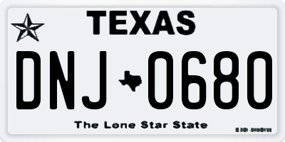 TX license plate DNJ0680