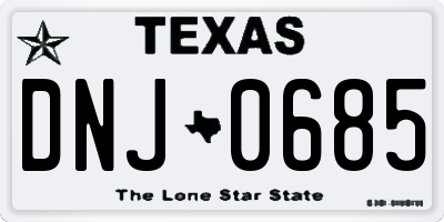 TX license plate DNJ0685