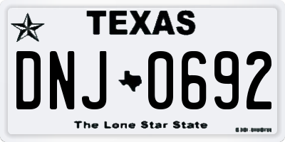 TX license plate DNJ0692