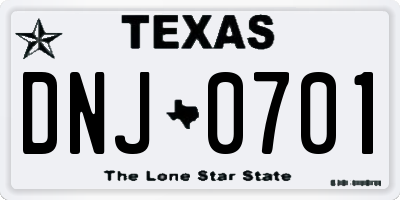 TX license plate DNJ0701