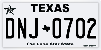 TX license plate DNJ0702