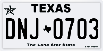 TX license plate DNJ0703