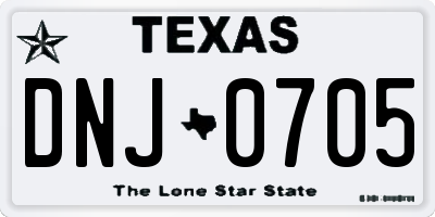 TX license plate DNJ0705