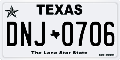 TX license plate DNJ0706