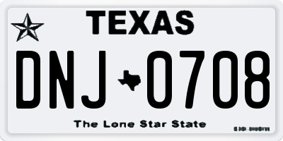 TX license plate DNJ0708