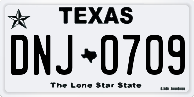 TX license plate DNJ0709
