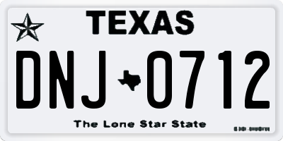 TX license plate DNJ0712