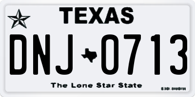 TX license plate DNJ0713