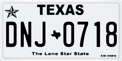TX license plate DNJ0718