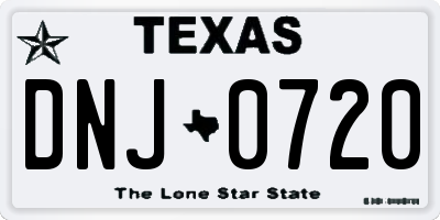 TX license plate DNJ0720
