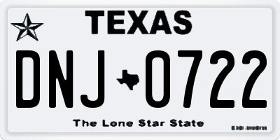 TX license plate DNJ0722