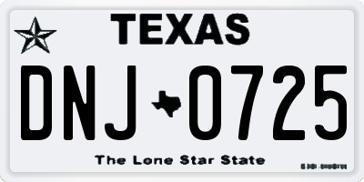 TX license plate DNJ0725
