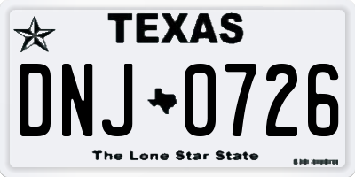TX license plate DNJ0726