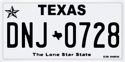 TX license plate DNJ0728