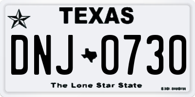 TX license plate DNJ0730