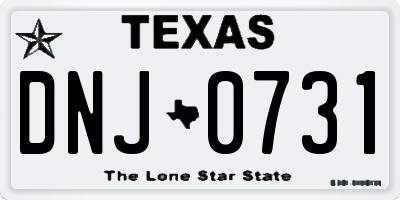 TX license plate DNJ0731