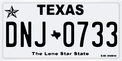 TX license plate DNJ0733