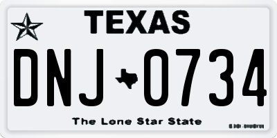 TX license plate DNJ0734