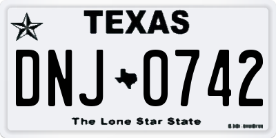 TX license plate DNJ0742