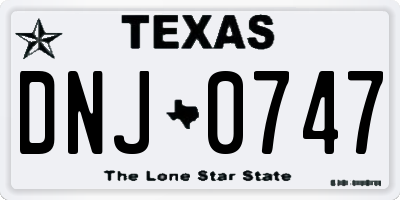 TX license plate DNJ0747