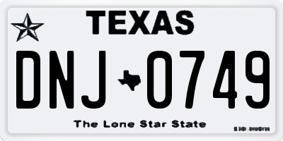 TX license plate DNJ0749