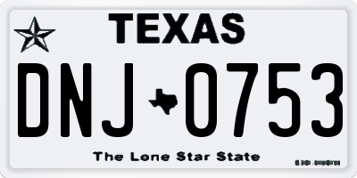 TX license plate DNJ0753