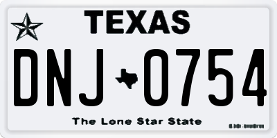 TX license plate DNJ0754