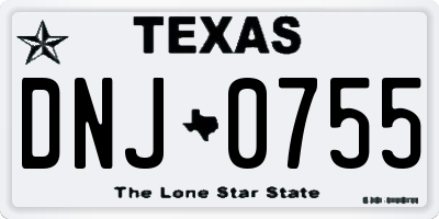 TX license plate DNJ0755