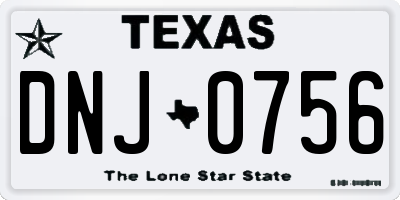 TX license plate DNJ0756
