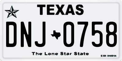 TX license plate DNJ0758