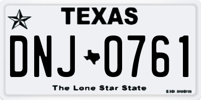 TX license plate DNJ0761
