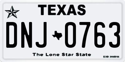 TX license plate DNJ0763