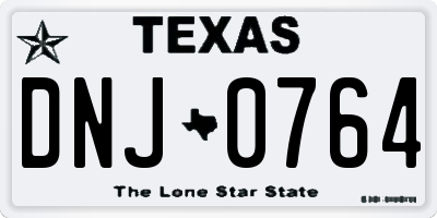 TX license plate DNJ0764