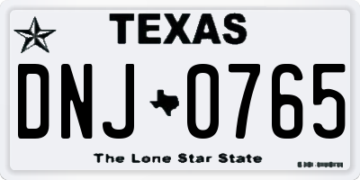 TX license plate DNJ0765